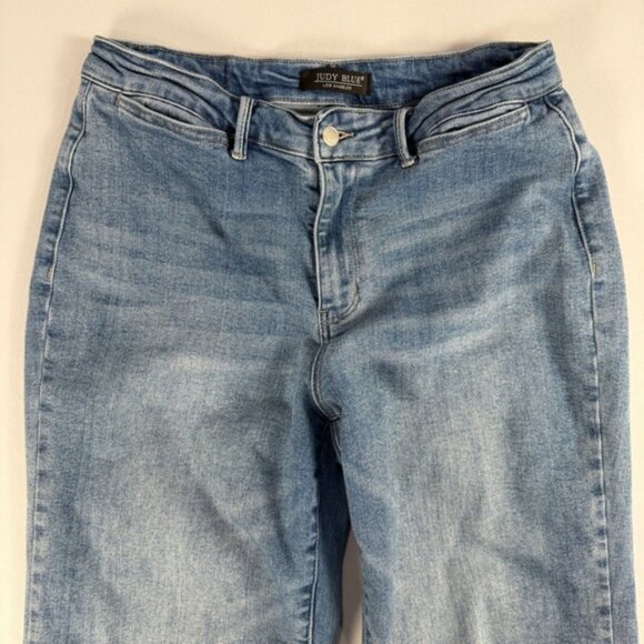 Judy Blue Womens Denim Jeans 14W Light Wash Frayed Hem High Rise Crop Wide Leg‎ - Picture 7 of 8